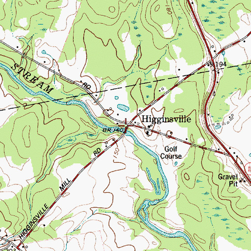 Topographic Map of Higginsville, ME
