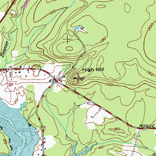 Topographic Map of High Hill, ME
