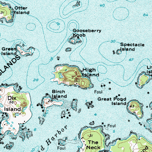 Topographic Map of High Island, ME