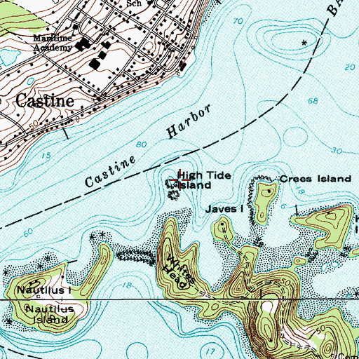 Topographic Map of High Tide Island, ME