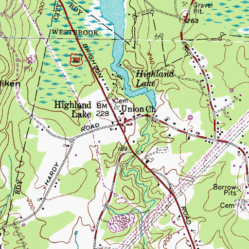 Topographic Map of Highland Lake, ME
