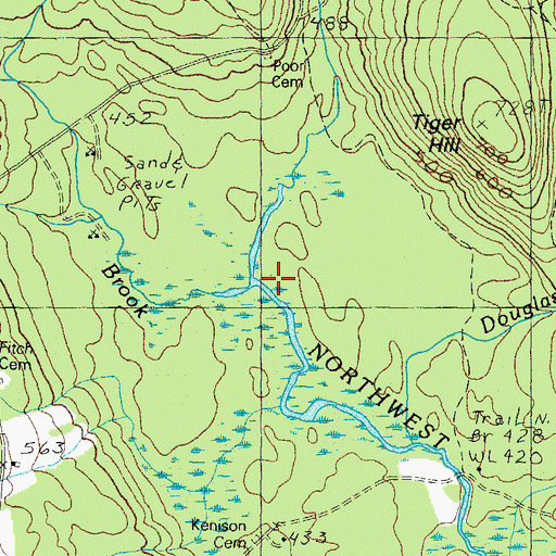 Topographic Map of Hill Brook, ME