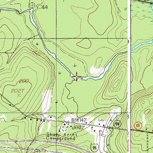 Topographic Map of Hill Brook, ME