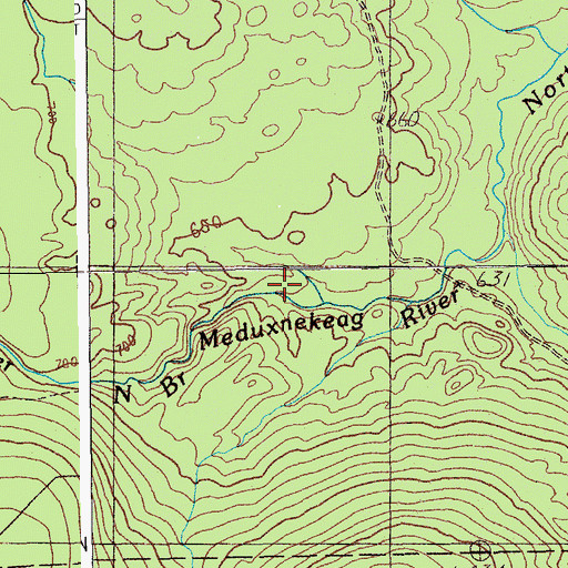 Topographic Map of Hill Brook, ME