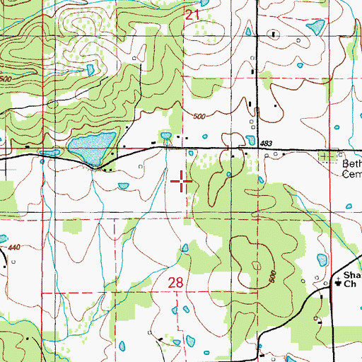 Topographic Map of Center Hall School (historical), AR