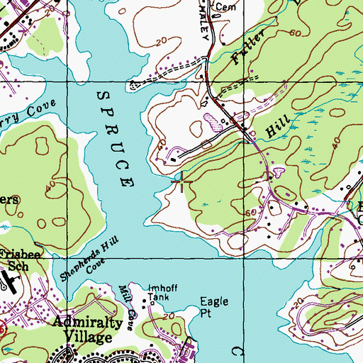 Topographic Map of Hill Creek, ME