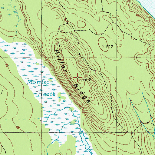 Topographic Map of Hiller Ridge, ME