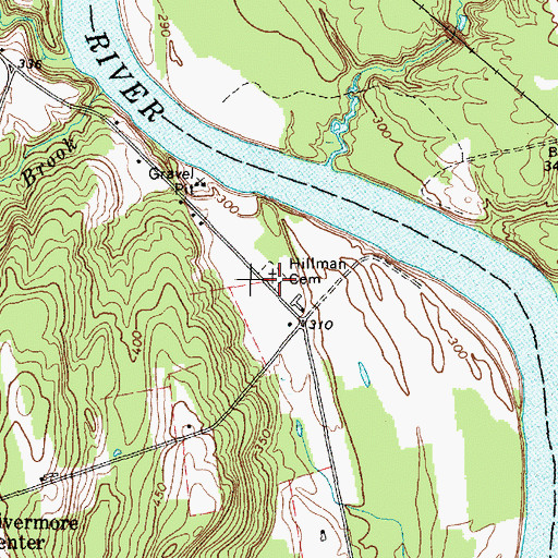 Topographic Map of Hillman Cemetery, ME