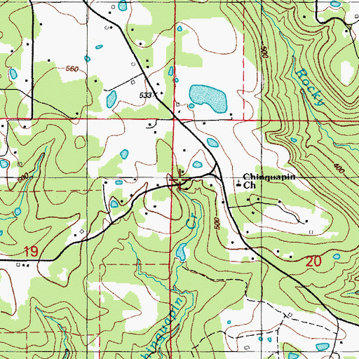 Topographic Map of Chinquapin School (historical), AR