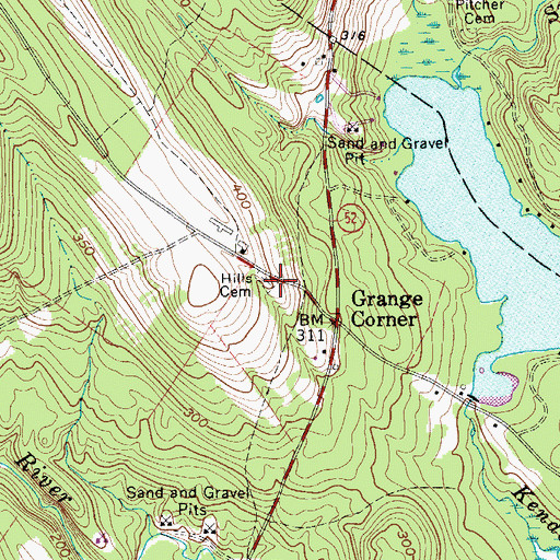 Topographic Map of Hills Cemetery, ME