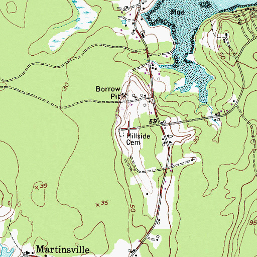 Topographic Map of Hillside Cemetery, ME