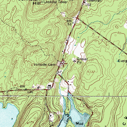 Topographic Map of Hillside Cemetery, ME