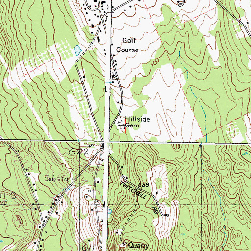 Topographic Map of Hillside Cemetery, ME