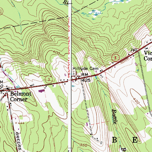 Topographic Map of Hillside Cemetery, ME
