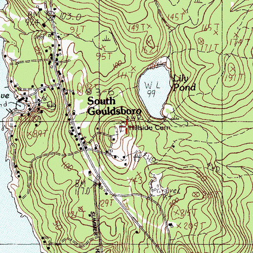 Topographic Map of Hillside Cemetery, ME