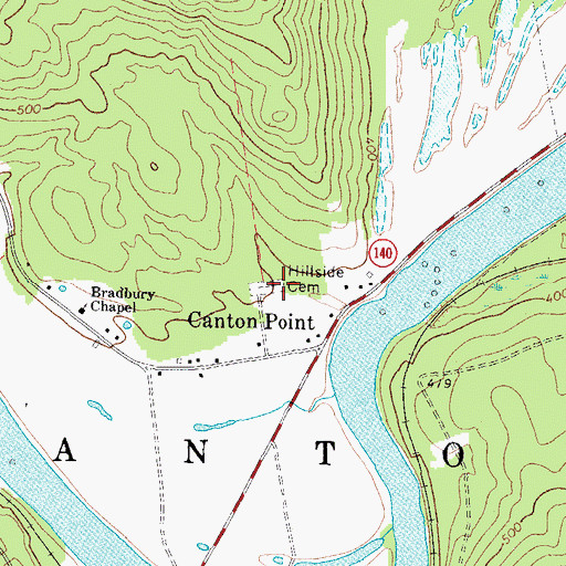 Topographic Map of Hillside Cemetery, ME