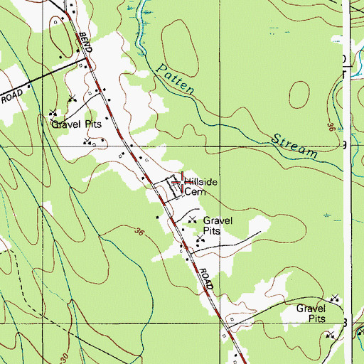 Topographic Map of Hillside Cemetery, ME