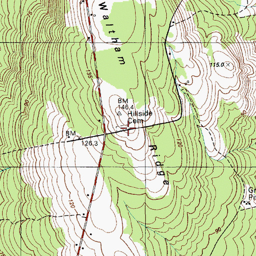 Topographic Map of Hillside Cemetery, ME