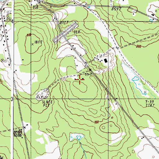 Topographic Map of Hillside Quarry, ME