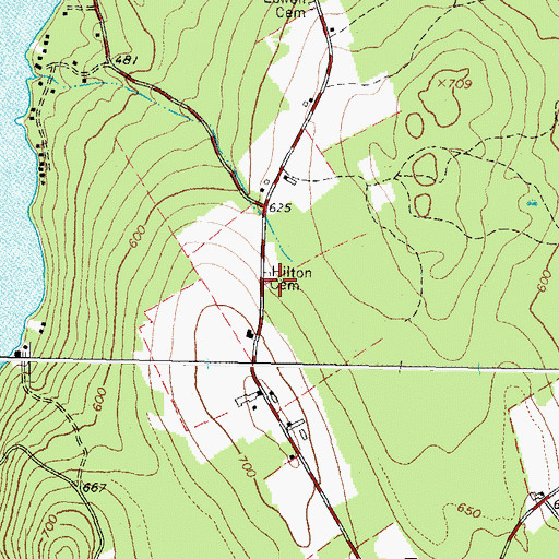 Topographic Map of Hilton Cemetery, ME