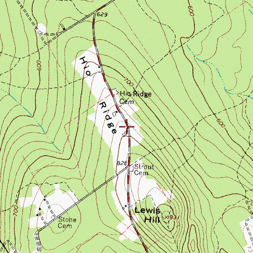 Topographic Map of Hio Ridge, ME