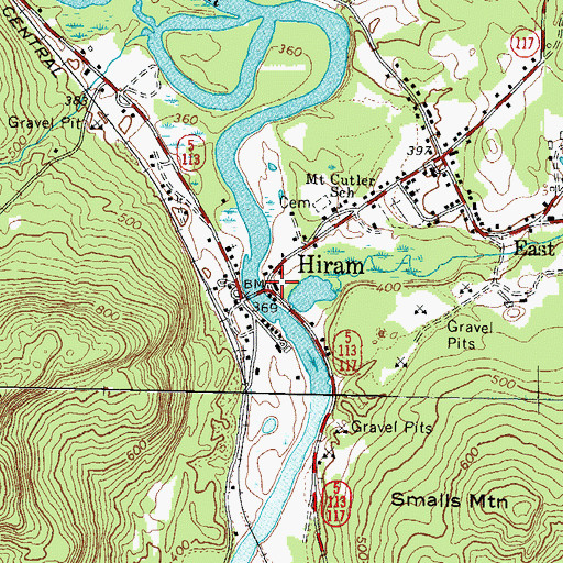 Topographic Map of Hiram, ME