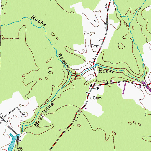 Topographic Map of Hobbs Brook, ME