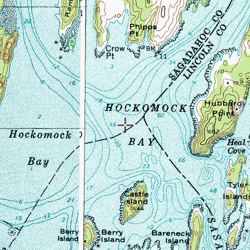 Topographic Map of Hockomock Bay, ME