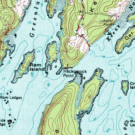 Topographic Map of Hockomock Point, ME