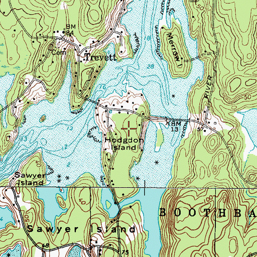 Topographic Map of Hodgdon Island, ME