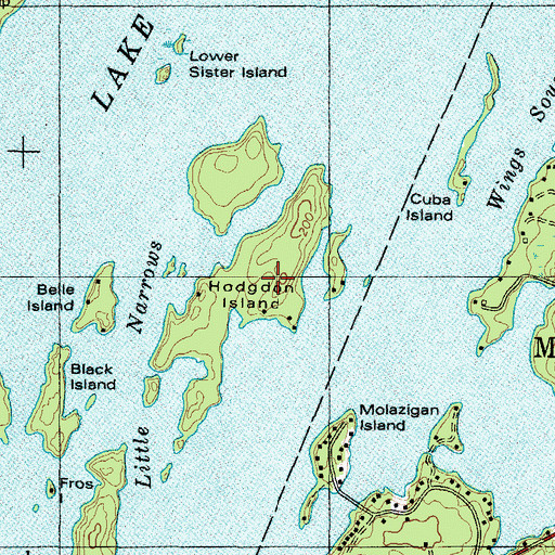 Topographic Map of Hodgdon Island, ME