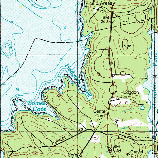 Topographic Map of Hodgon Cove, ME