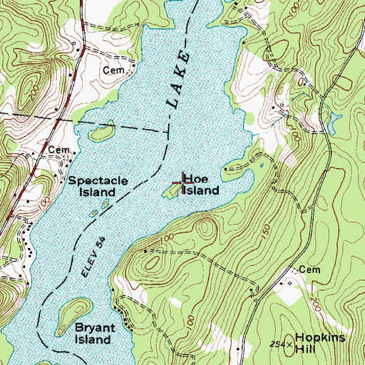 Topographic Map of Hoe Island, ME