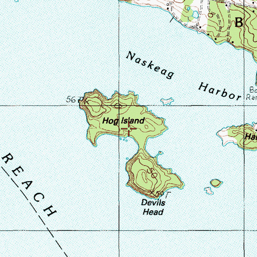 Topographic Map of Hog Island, ME