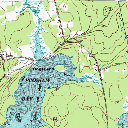 Topographic Map of Hog Island, ME