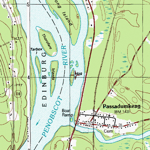 Topographic Map of Hog Island, ME