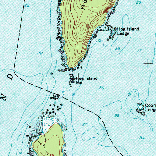 Topographic Map of Hog Island Bar, ME