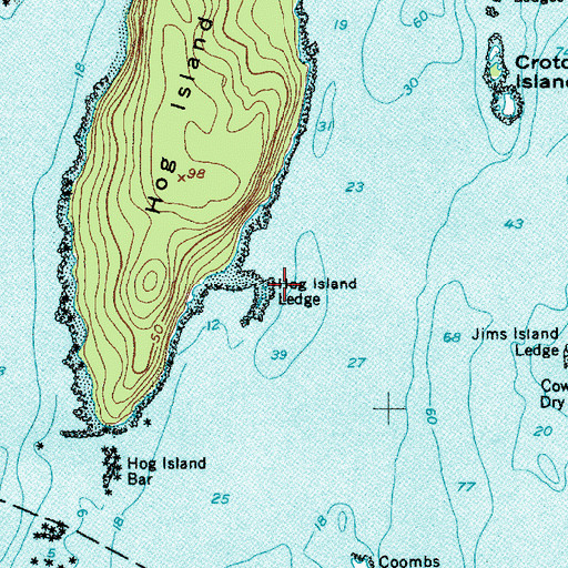 Topographic Map of Hog Island Ledge, ME