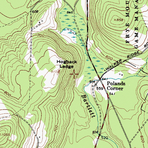 Topographic Map of Hogback Ledge, ME