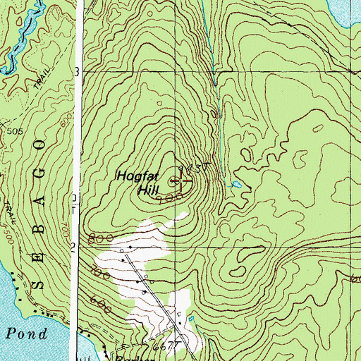 Topographic Map of Hogfat Hill, ME