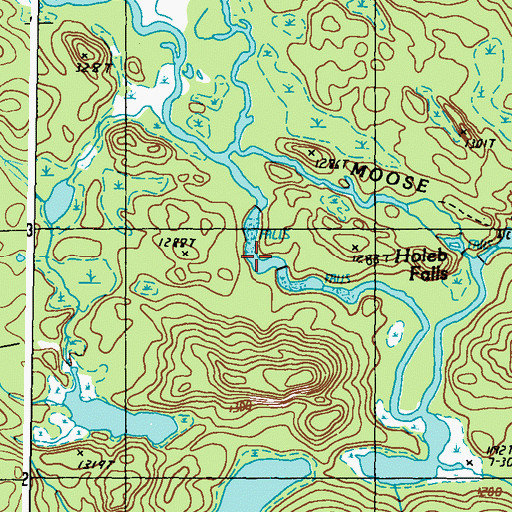 Topographic Map of Holeb Falls, ME