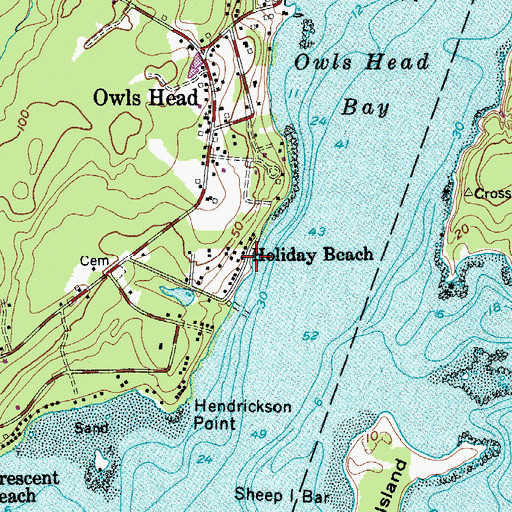 Topographic Map of Holiday Beach, ME