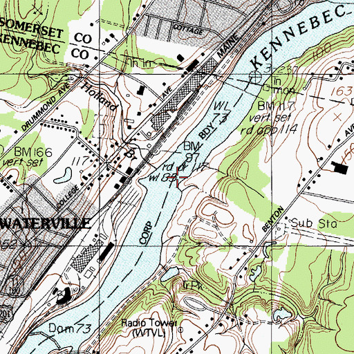 Topographic Map of Holland Brook, ME