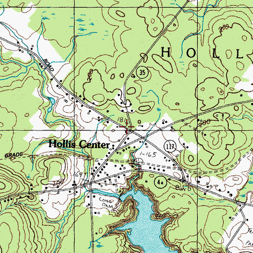 Topographic Map of Hollis Center, ME