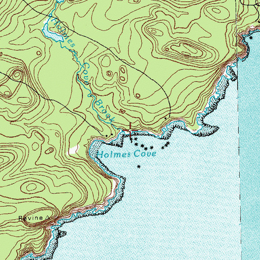Topographic Map of Holmes Cove Brook, ME