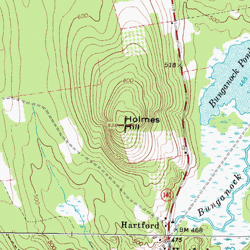 Topographic Map of Holmes Hill, ME
