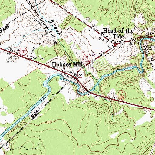 Topographic Map of Holmes Mill, ME