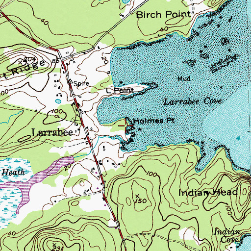 Topographic Map of Holmes Point, ME