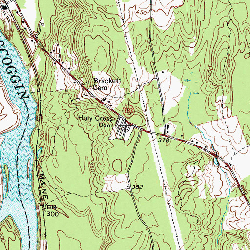 Topographic Map of Holy Cross Cemetery, ME