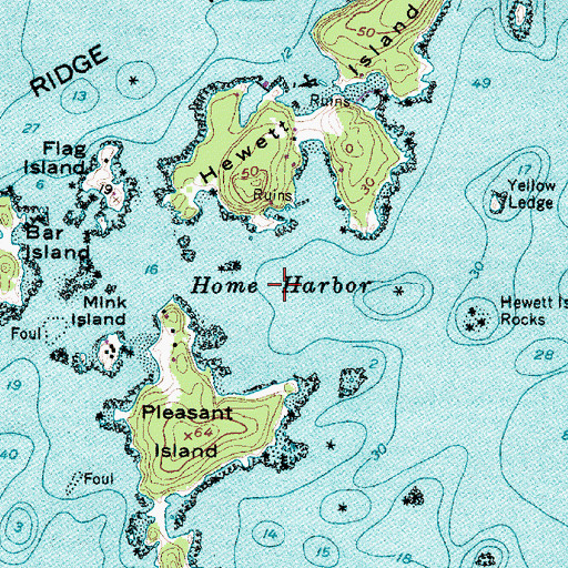 Topographic Map of Home Harbor, ME